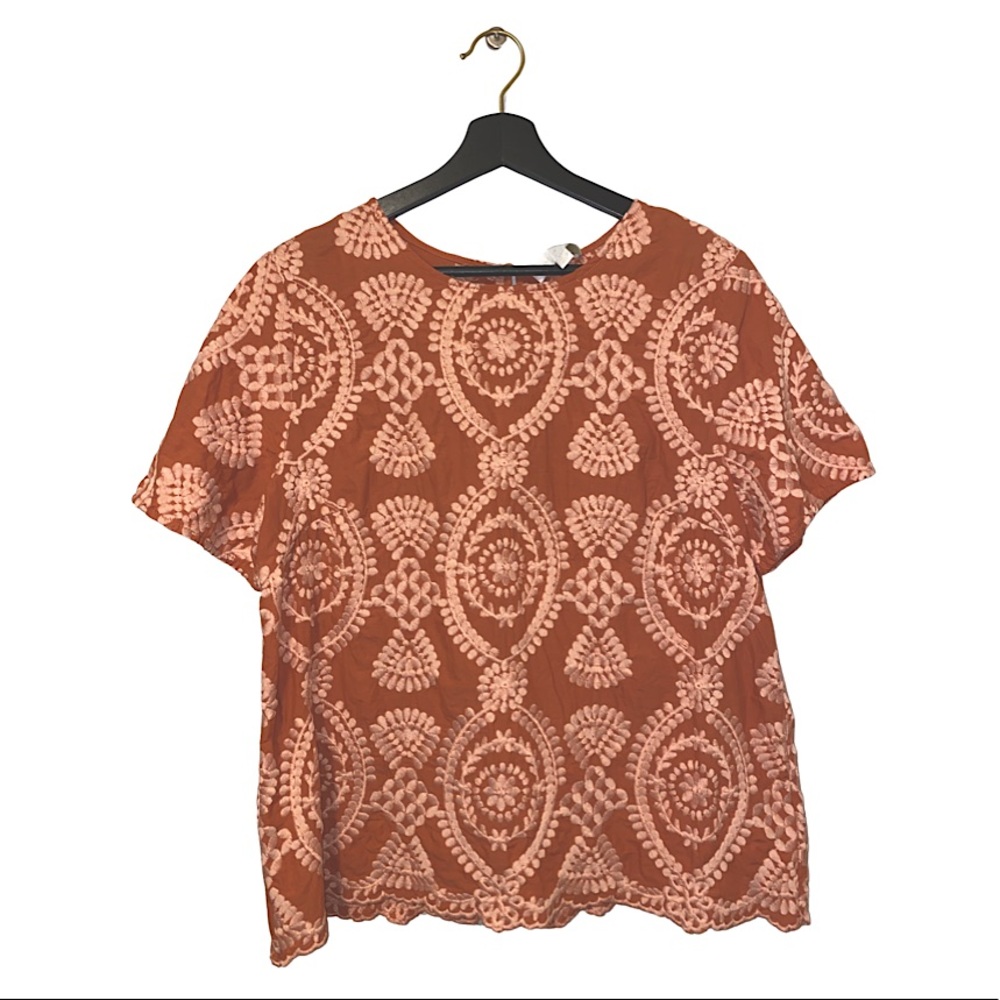 Eri & Ali embroidered orange top